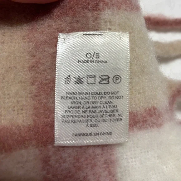 Aritzia Wilfred Twist Fringe Wool Blend Rectangular Warm Plaid Scarf One Size - Picture 10 of 10